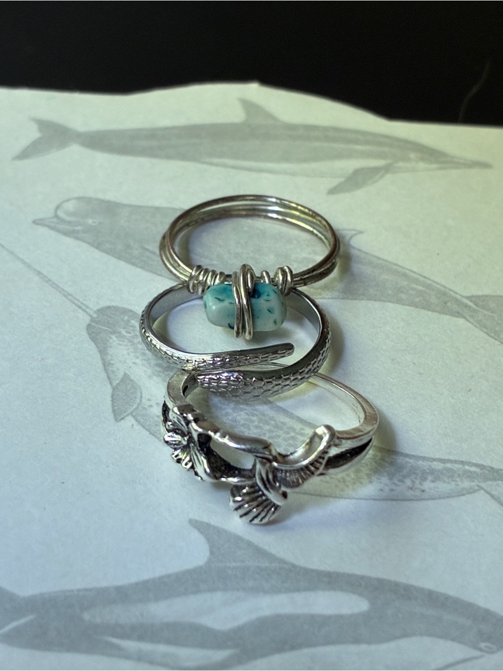 Silver boho ring set, size 7-9
